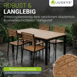 Akazienholz Gartengarnitur Rhodos Gartenmöbel Sitzgruppe im industrial Design inkl. Kissen