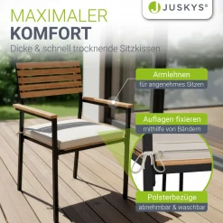 Akazienholz Gartengarnitur Rhodos Gartenmöbel Sitzgruppe im industrial Design inkl. Kissen