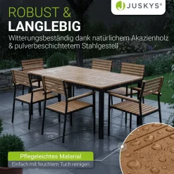 Akazienholz Gartengarnitur Rhodos Gartenmöbel Sitzgruppe im industrial Design inkl. Kissen