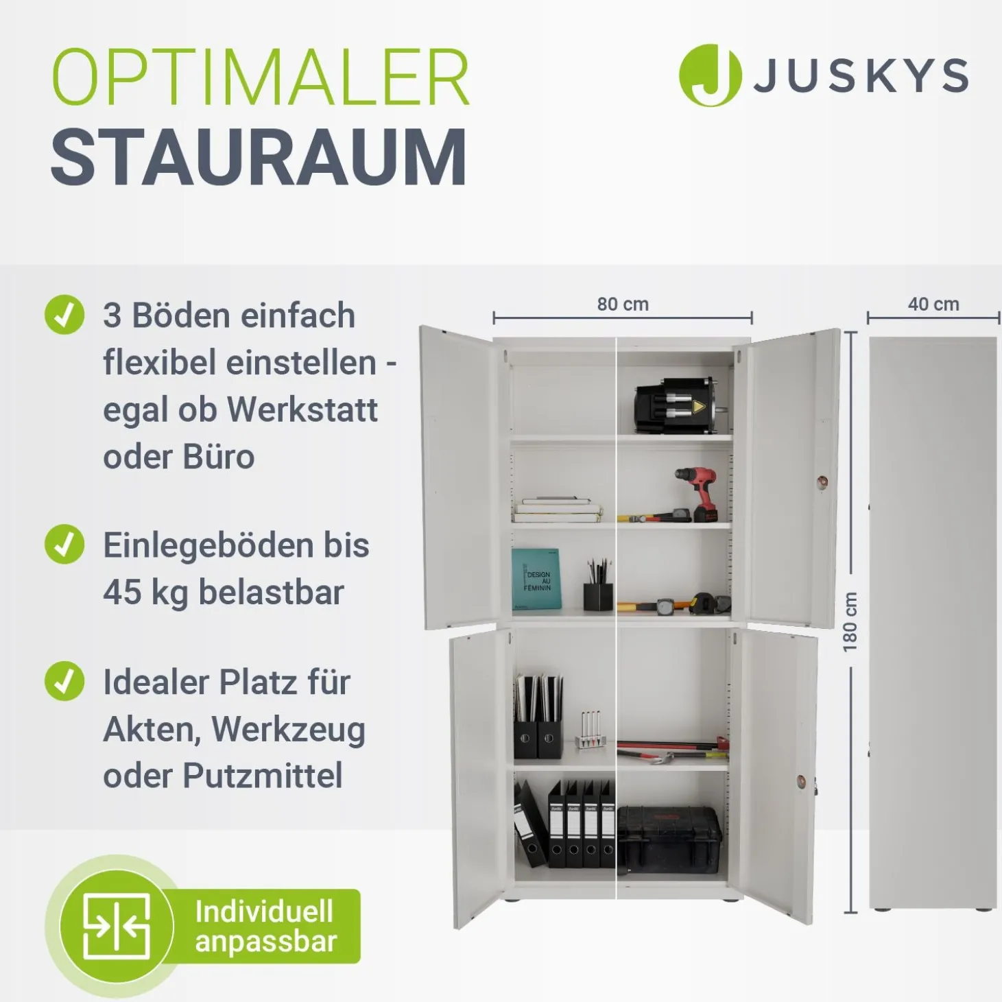 Aktenschrank aus Metall Büroschrank mit Cam-Lock-Schloss & 2 Schlüsseln