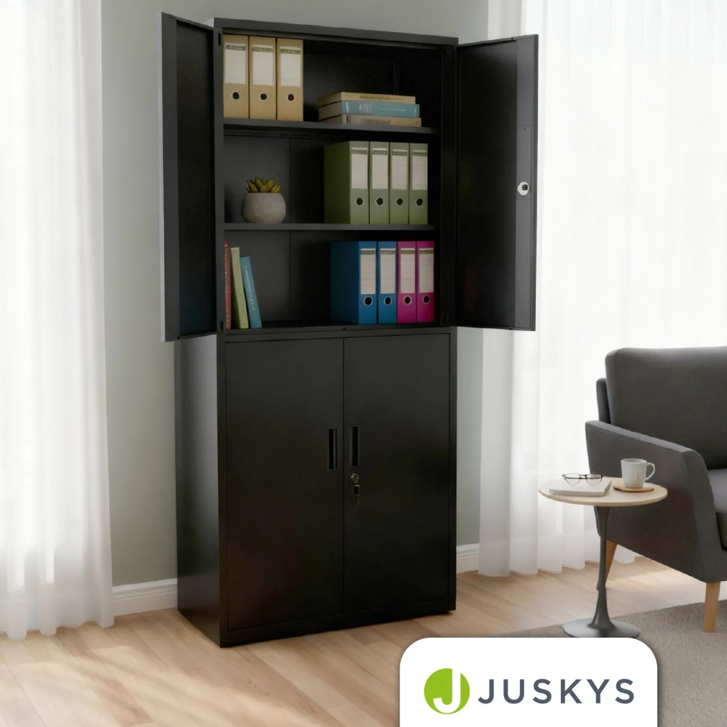 Aktenschrank aus Metall Büroschrank mit Cam-Lock-Schloss & 2 Schlüsseln