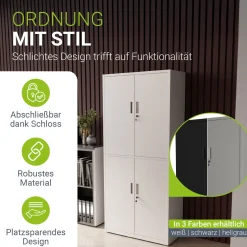 Aktenschrank aus Metall Büroschrank mit Cam-Lock-Schloss & 2 Schlüsseln