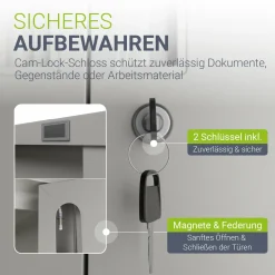 Aktenschrank aus Metall Büroschrank mit Cam-Lock-Schloss & 2 Schlüsseln