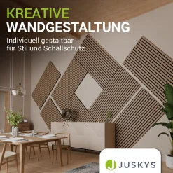 Akustikpaneele Holzoptik 4er Set Wandpaneele für Wohnzimmer, Schlafzimmer, Flur