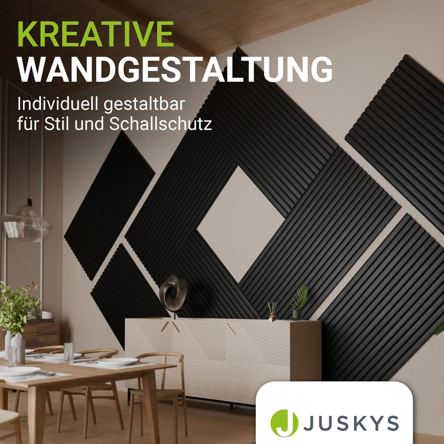 Akustikpaneele Holzoptik 4er Set Wandpaneele für Wohnzimmer, Schlafzimmer, Flur