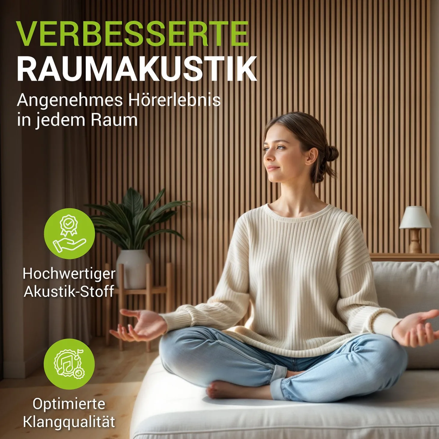 Akustikpaneele Holzoptik 4er Set Wandpaneele für Wohnzimmer, Schlafzimmer, Flur