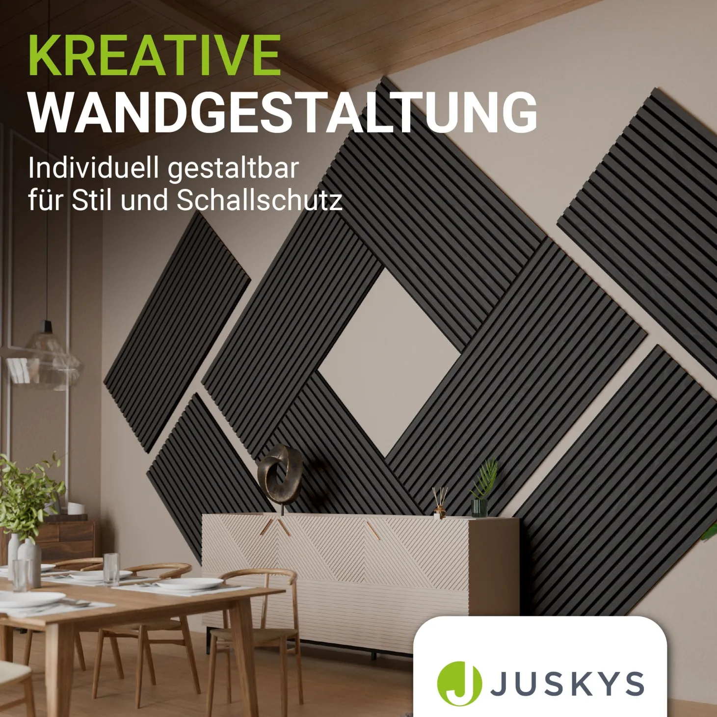 Akustikpaneele Holzoptik 4er Set Wandpaneele für Wohnzimmer, Schlafzimmer, Flur