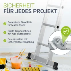 Aluminium Multifunktionsleiter Leiter mit 4 klappbaren Elementen, 6 Gelenke & Anti-Rutsch-Profil
