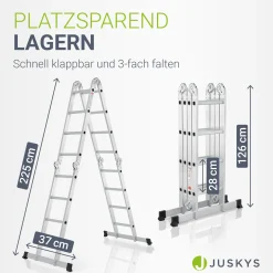 Aluminium Multifunktionsleiter Leiter mit 4 klappbaren Elementen, 6 Gelenke & Anti-Rutsch-Profil