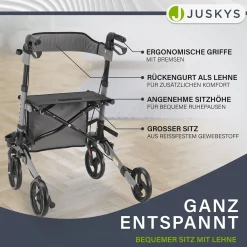 Aluminium Rollator Vital mit Sitz Leichte Gehhilfe klappbar für mehr Unabhängigkeit im Alltag