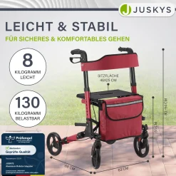 Aluminium Rollator Vital mit Sitz Leichte Gehhilfe klappbar für mehr Unabhängigkeit im Alltag