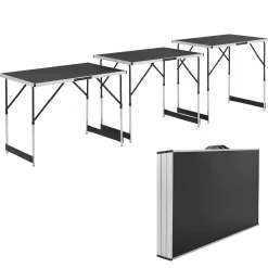Alu Multifunktionstisch 3-teilig 3er Set Klapptisch für Camping, Flohmarkt & Tapezieren