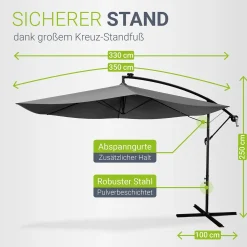Ampelschirm Brazil Sonnenschirm mit Kurbel & Standfuß