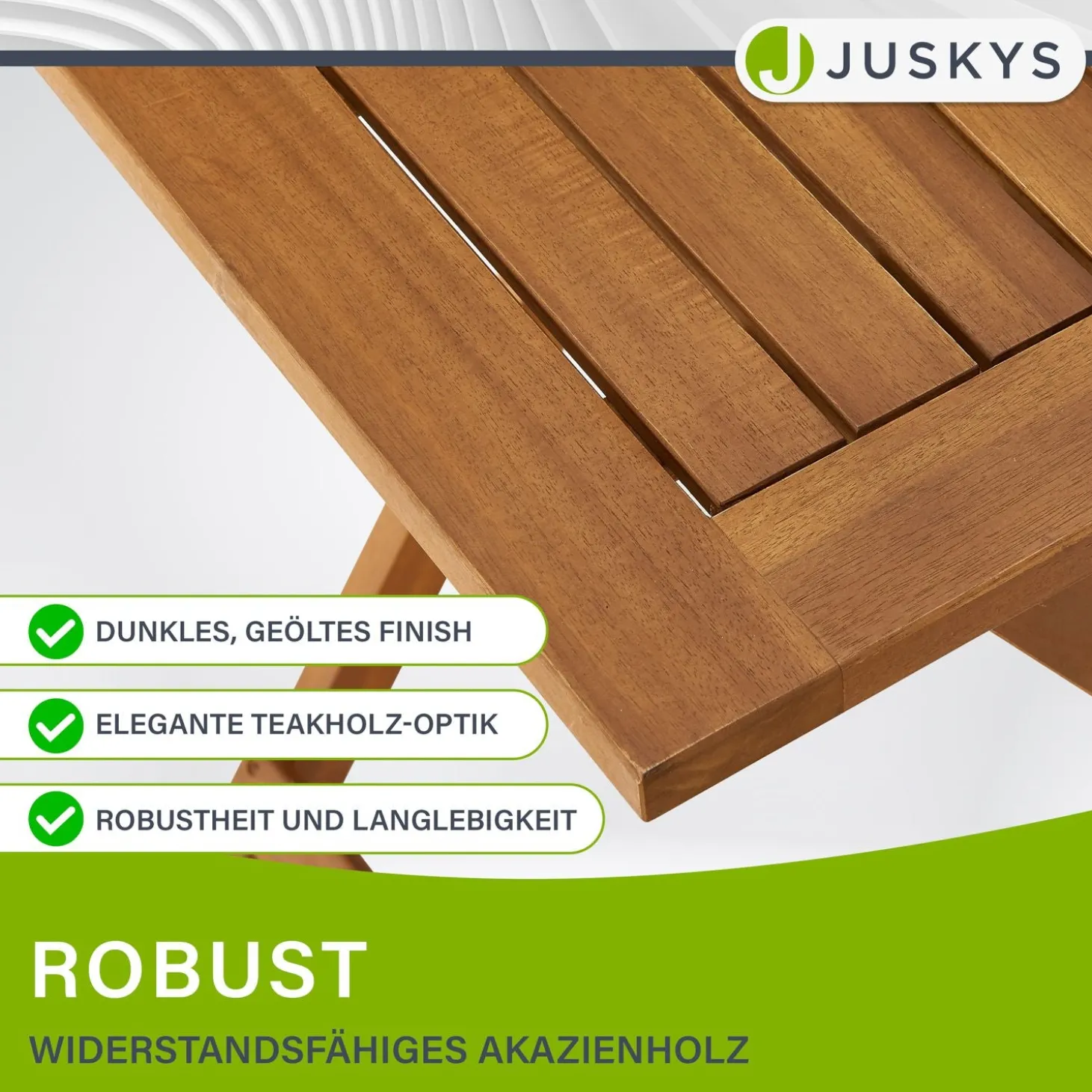 Balkonmöbel Set Bala 3-teilige Sitzgarnitur aus Akazienholz - klappbar & platzsparend