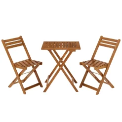 Balkonmöbel Set Bala 3-teilige Sitzgarnitur aus Akazienholz - klappbar & platzsparend