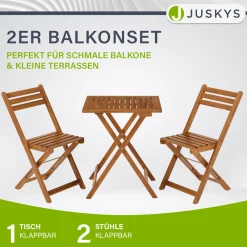 Balkonmöbel Set Bala 3-teilige Sitzgarnitur aus Akazienholz - klappbar & platzsparend