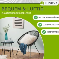 Balkonmöbel Set Ostana 3-teilig Platzsparende Sitzgruppe im Retro-Design mit Tisch & 2 Sesseln