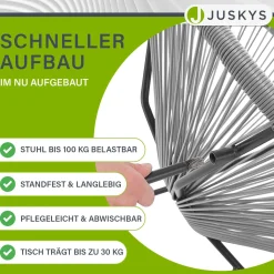 Balkonmöbel Set Ostana 3-teilig Platzsparende Sitzgruppe im Retro-Design mit Tisch & 2 Sesseln