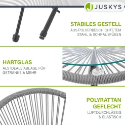 Balkonmöbel Set Ostana 3-teilig Platzsparende Sitzgruppe im Retro-Design mit Tisch & 2 Sesseln