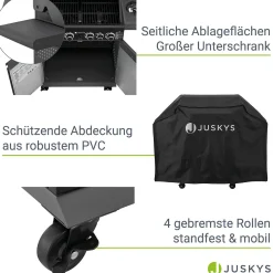 BBQ Gasgrill Savannah Grillwagen mit 4 Brennern und 1 Seitenbrenner