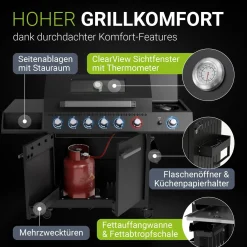 BBQ Gasgrill Tennessee Gasgrill mit 6 Brennern & Seitenbrenner