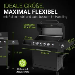 BBQ Gasgrill Tennessee Gasgrill mit 6 Brennern & Seitenbrenner