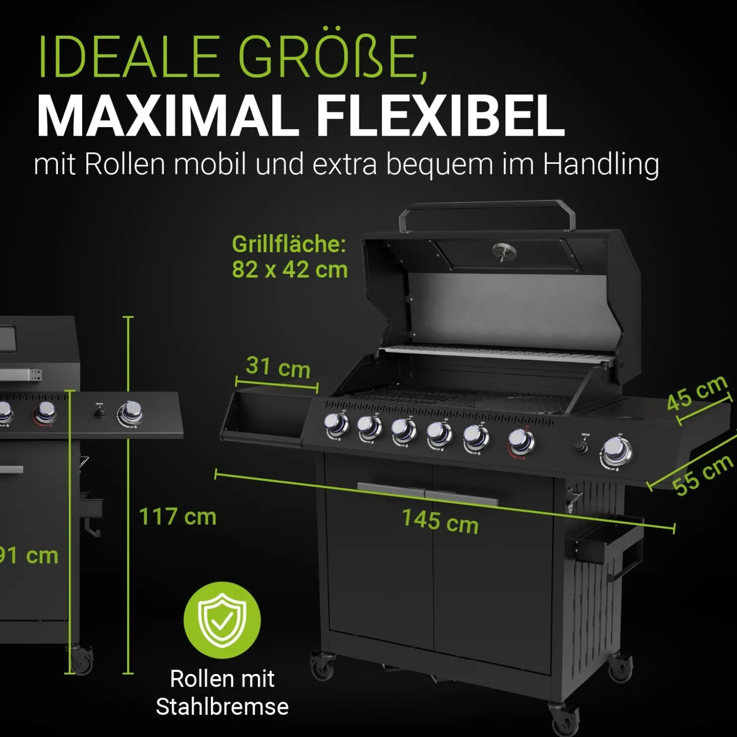 BBQ Gasgrill Tennessee Gasgrill mit 6 Brennern & Seitenbrenner