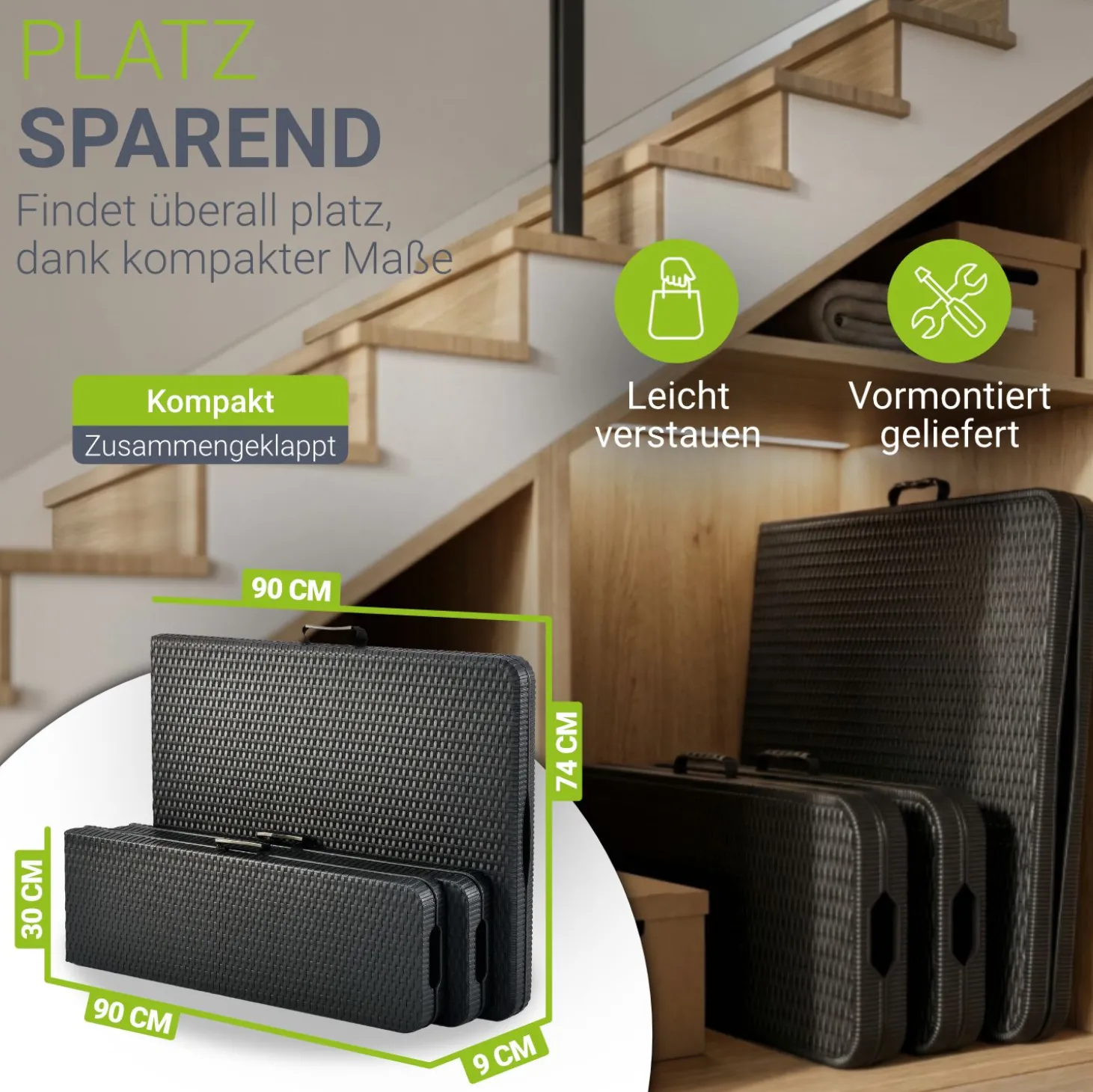 Bierzeltgarnitur Amberg 180 cm Biertischgarnitur klappbar 3-teilig in Rattan-Optik