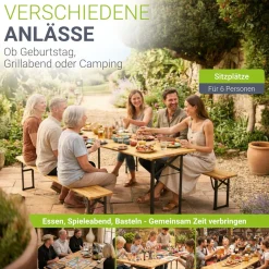 Bierzeltgarnitur Bichl 170 cm Biertischgarnitur klappbar 3-teilig aus Tannenholz