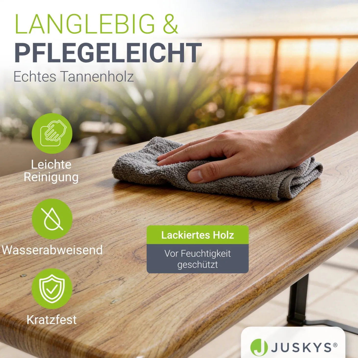 Bierzeltgarnitur Bichl 170 cm Biertischgarnitur klappbar 3-teilig aus Tannenholz