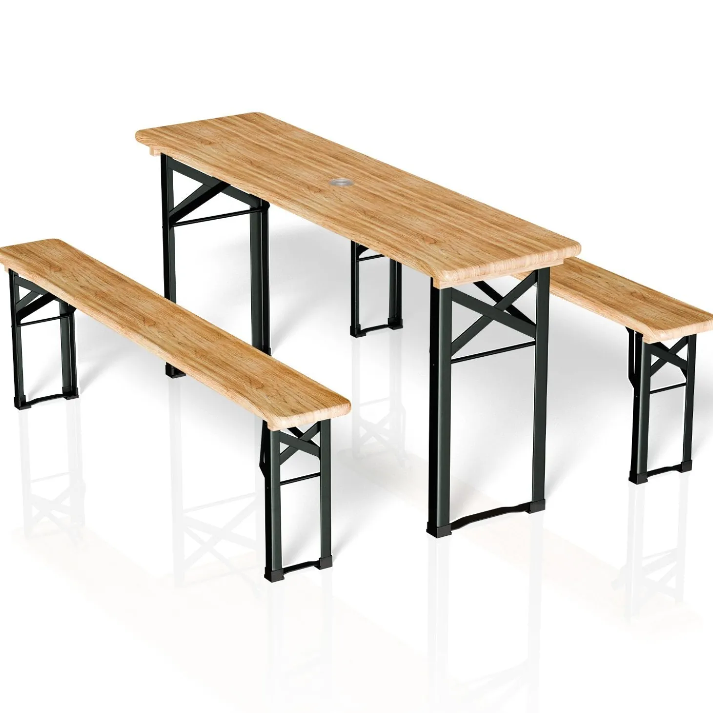 Bierzeltgarnitur Bichl 170 cm Biertischgarnitur klappbar 3-teilig aus Tannenholz