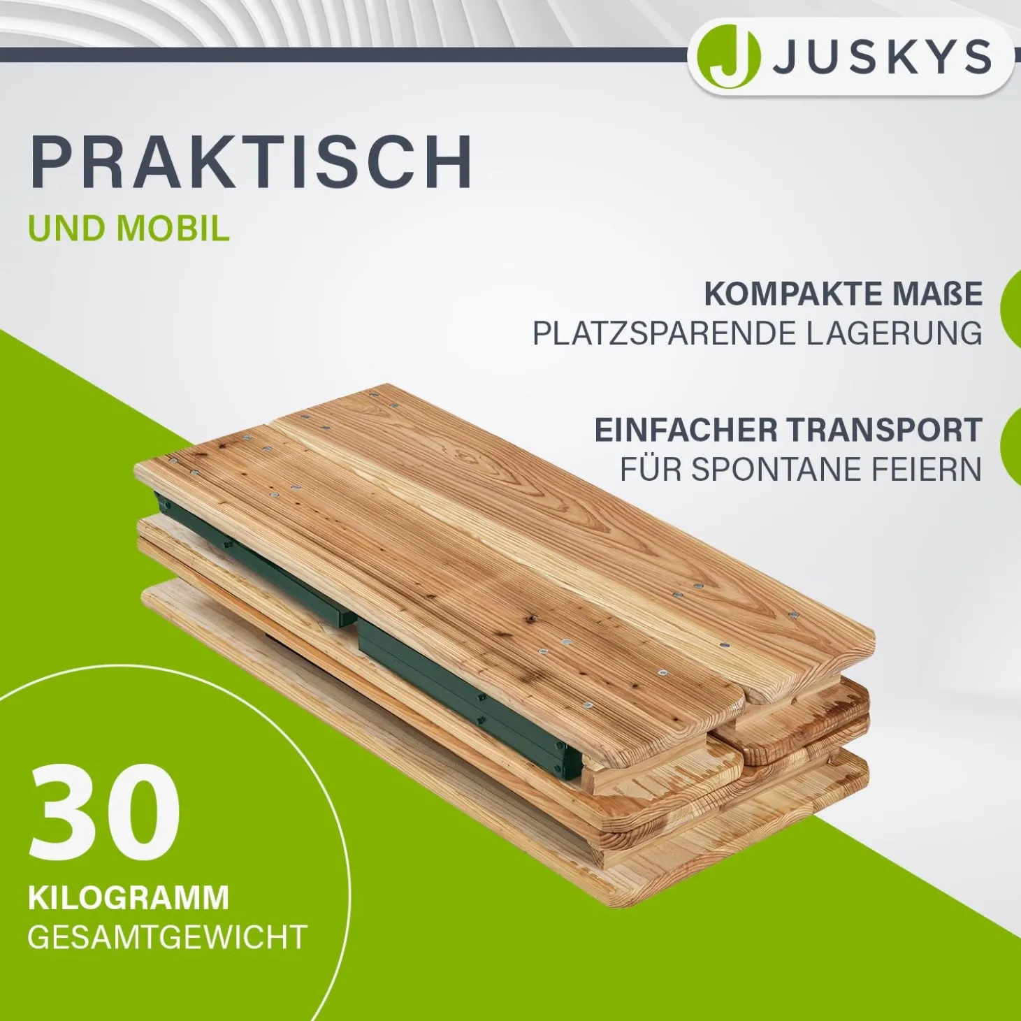 Bierzeltgarnitur Passau 220 cm Biertischgarnitur klappbar 3-teilig aus Tannenholz