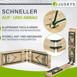 Bierzeltgarnitur Passau 220 cm Biertischgarnitur klappbar 3-teilig aus Tannenholz