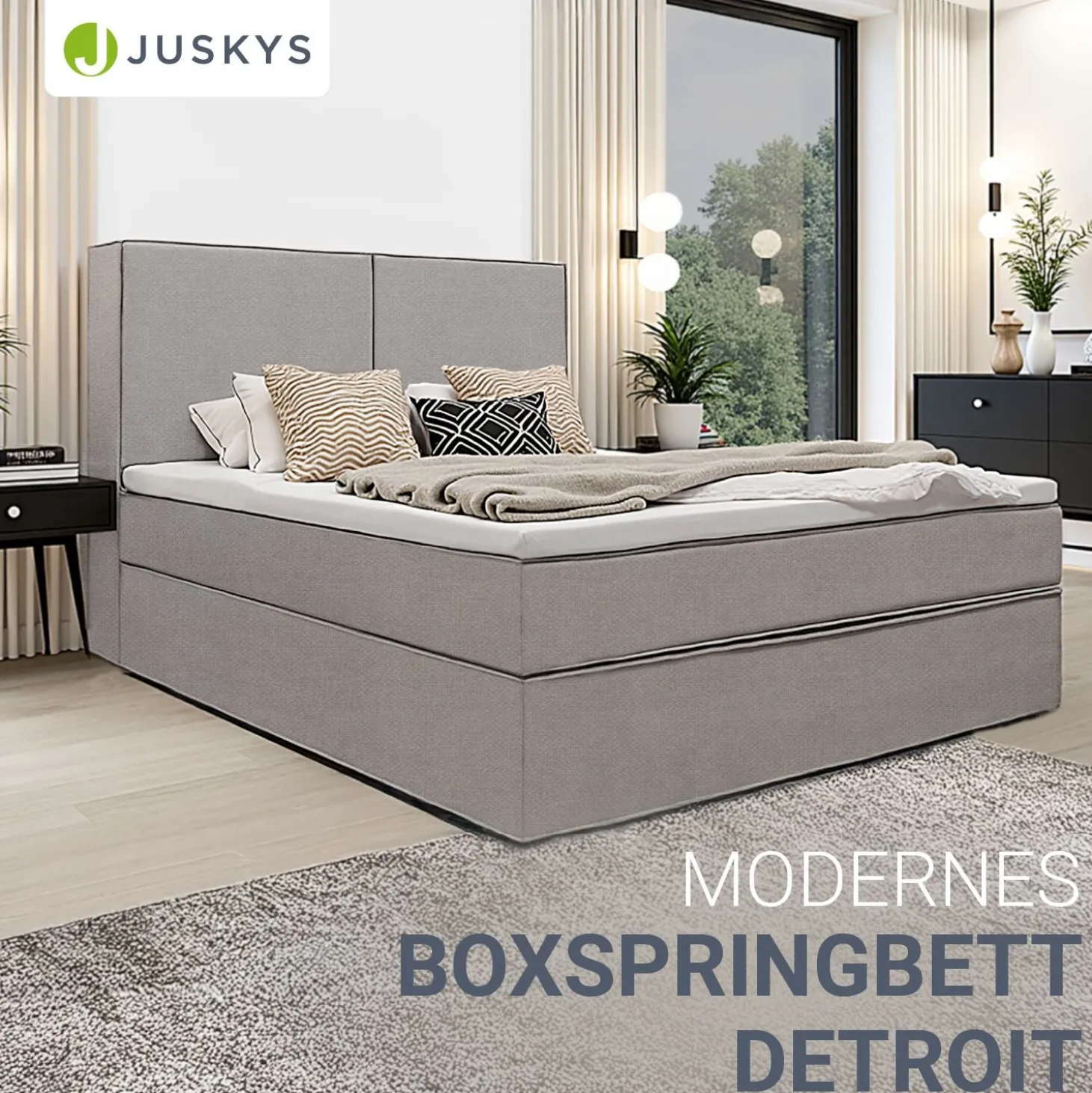 Boxspringbett Detroit - Chenille-Stoff Luxuriöser Schlafkomfort und stilvollem Design