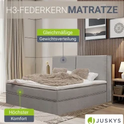 Boxspringbett Detroit - Chenille-Stoff Luxuriöser Schlafkomfort und stilvollem Design