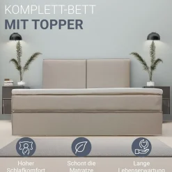 Boxspringbett Detroit - Chenille-Stoff Luxuriöser Schlafkomfort und stilvollem Design