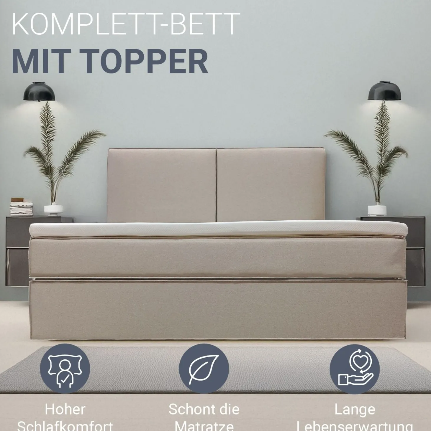 Boxspringbett Detroit - Chenille-Stoff Luxuriöser Schlafkomfort und stilvollem Design