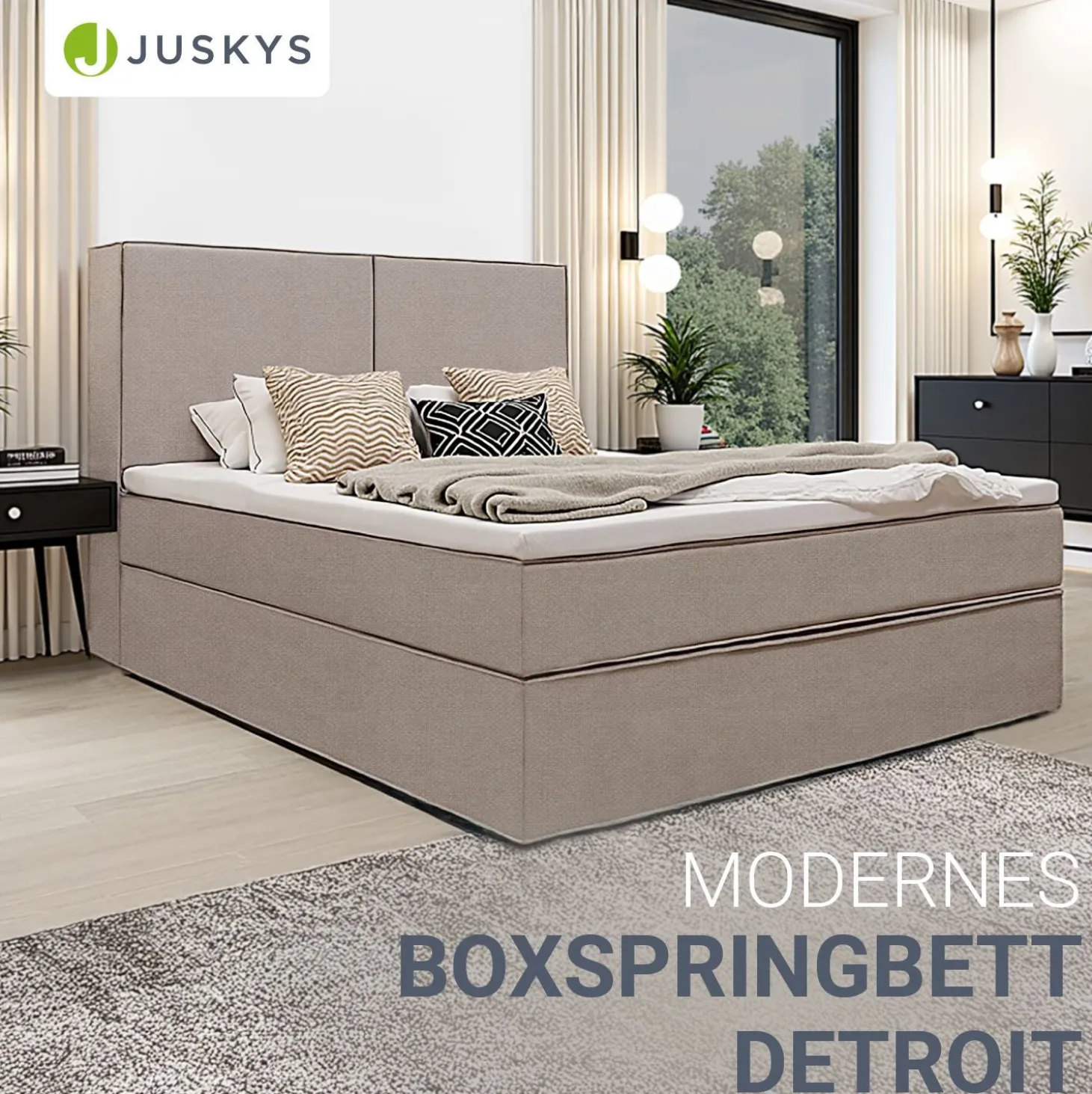 Boxspringbett Detroit - Chenille-Stoff Luxuriöser Schlafkomfort und stilvollem Design