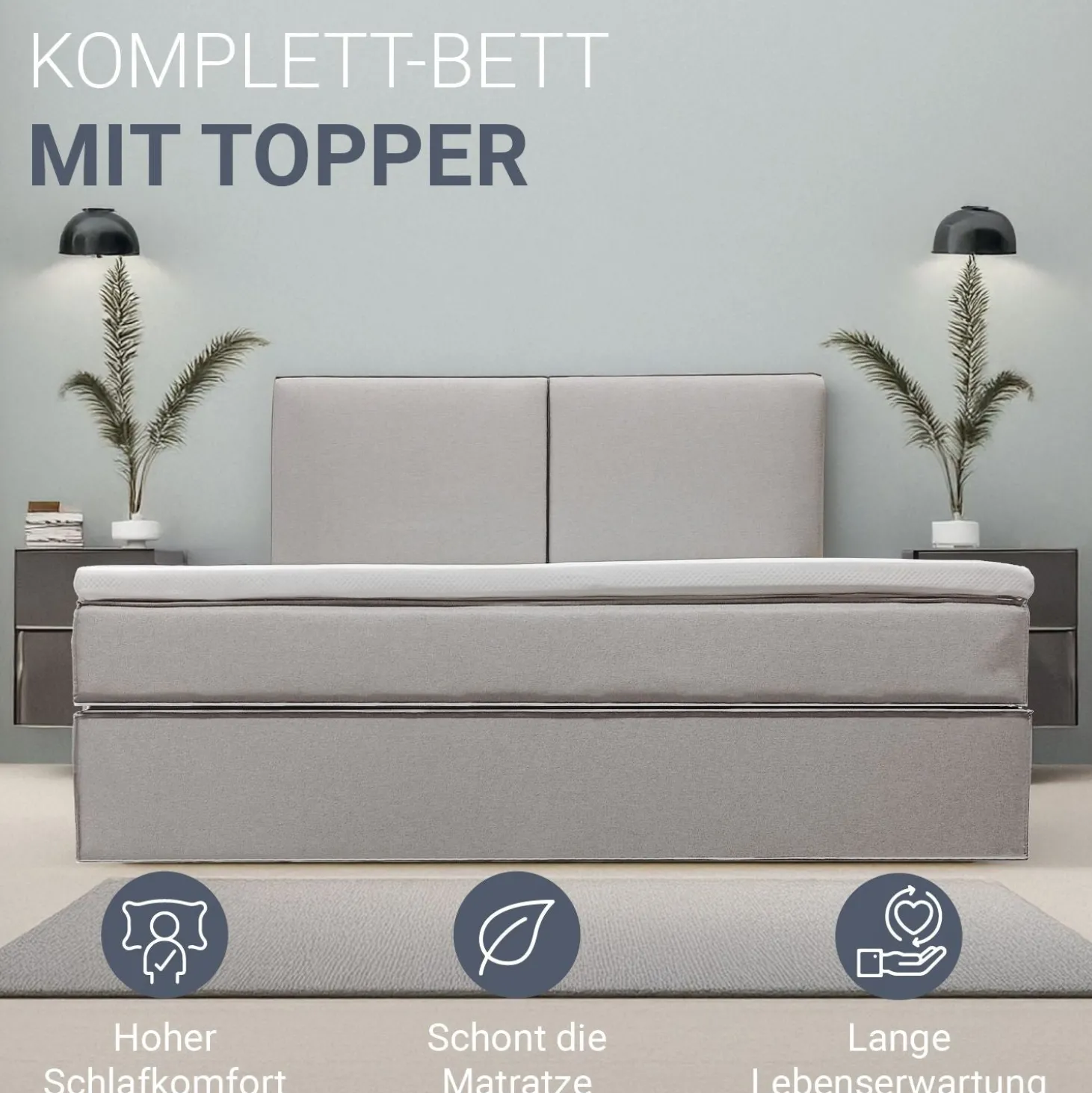 Boxspringbett Detroit - Chenille-Stoff Luxuriöser Schlafkomfort und stilvollem Design