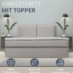 Boxspringbett Detroit - Chenille-Stoff Luxuriöser Schlafkomfort und stilvollem Design