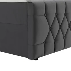 Boxspringbett Leona - Samt Bettgestell mit Federkernmatratze, Topper und LED-Beleuchtung
