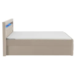 Boxspringbett Leona - Samt Bettgestell mit Federkernmatratze, Topper und LED-Beleuchtung