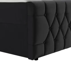 Boxspringbett Leona - Samt Bettgestell mit Federkernmatratze, Topper und LED-Beleuchtung