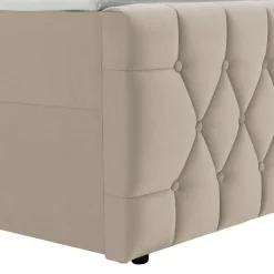 Boxspringbett Leona - Samt Bettgestell mit Federkernmatratze, Topper und LED-Beleuchtung