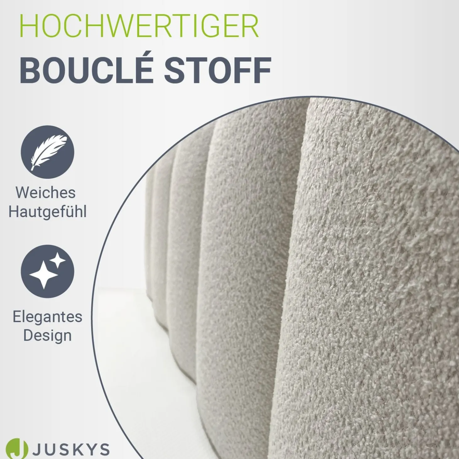 Boxspringbett Manitoba - Bouclé-Stoff Komfortables Boxspringbett 180 x 200 cm mit oder ohne Bettkasten