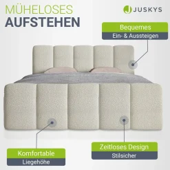 Boxspringbett Manitoba - Bouclé-Stoff Komfortables Boxspringbett 180 x 200 cm mit oder ohne Bettkasten