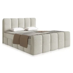 Boxspringbett Manitoba - Bouclé-Stoff Komfortables Boxspringbett 180 x 200 cm mit oder ohne Bettkasten