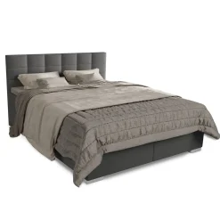 Boxspringbett Seattle - Malmo-Stoff Eleganz & Komfort: Gepolstertes Kopfteil, Federkernmatratze