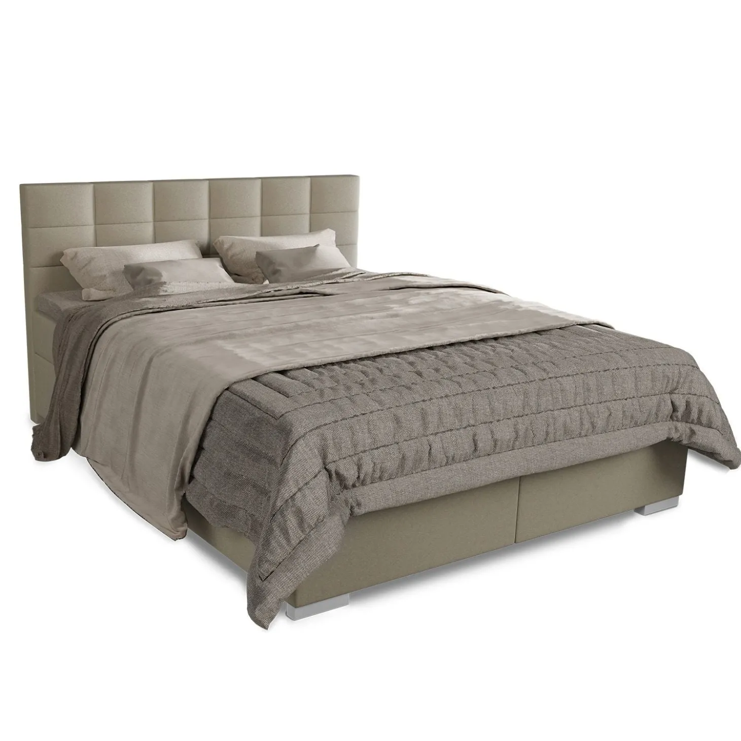 Boxspringbett Seattle - Malmo-Stoff Eleganz & Komfort: Gepolstertes Kopfteil, Federkernmatratze