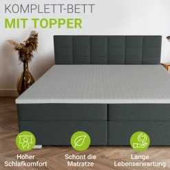 Boxspringbett Seattle - Malmo-Stoff Eleganz & Komfort: Gepolstertes Kopfteil, Federkernmatratze